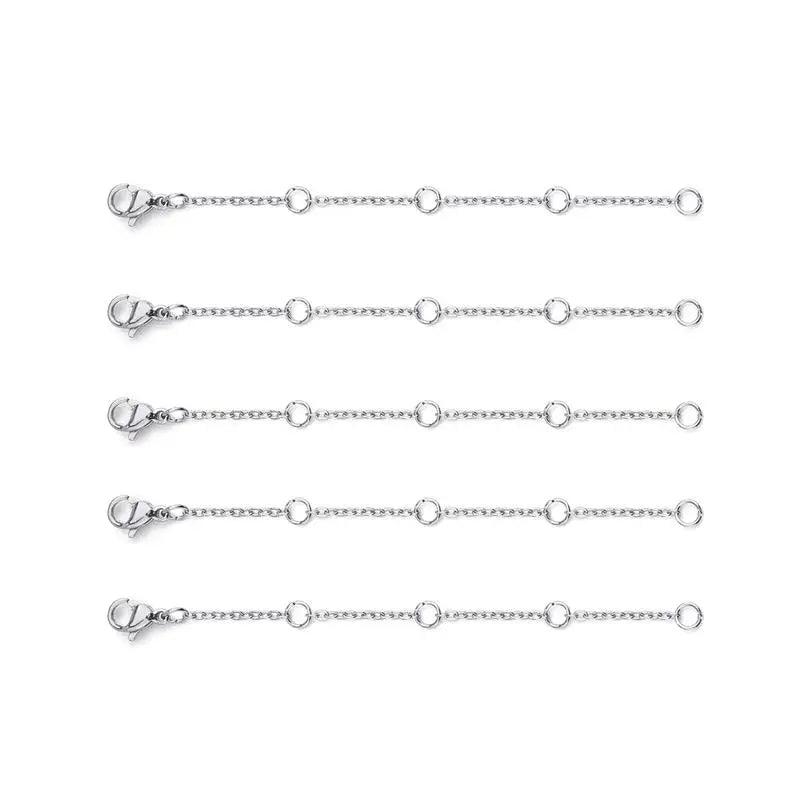5pcs Stainless Steel Extension Extended Tail Chain Lobster Clasps Connector 3-10cmDIY Jewelry Making Findings Bracelet Necklaces