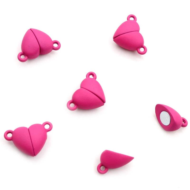 5 Sets  Love Heart Round Shaped Magnetic Connected Clasps Beads Charms End Caps for DIY Couple Bracelet Necklace Making