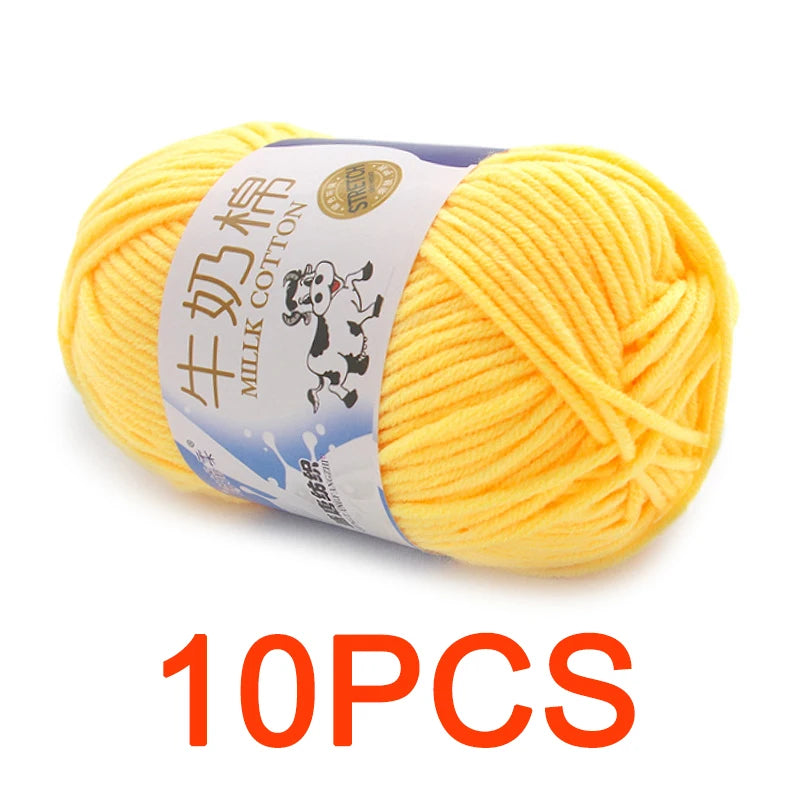 10 Pieces Milk Cotton Knitting Yarn Soft Warm Yarn for Hand Knitting and Crochet Projects