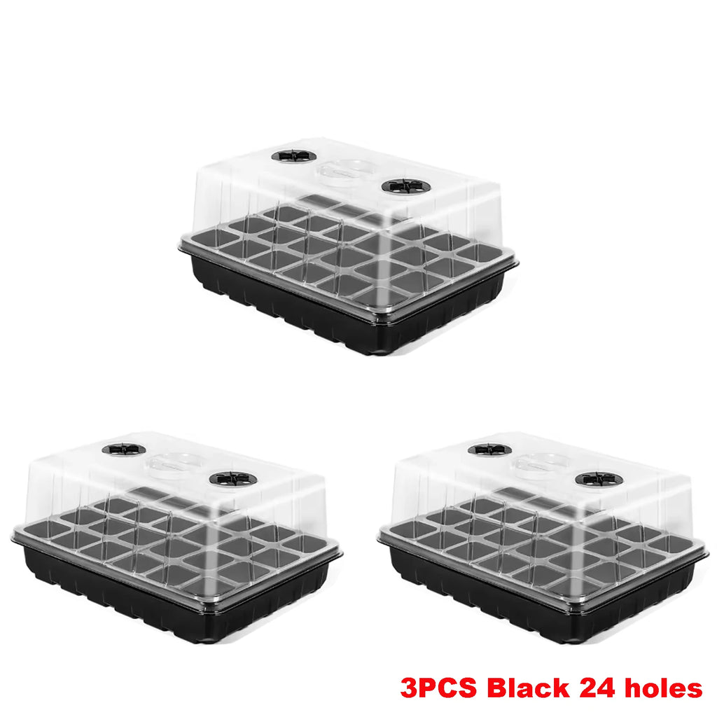 1/3pc Seed Tray 24/48 Holes Seedling Box Flower Pots Sprouting Box Planting Incubator Gardening Plant Pots With Transparent Lid