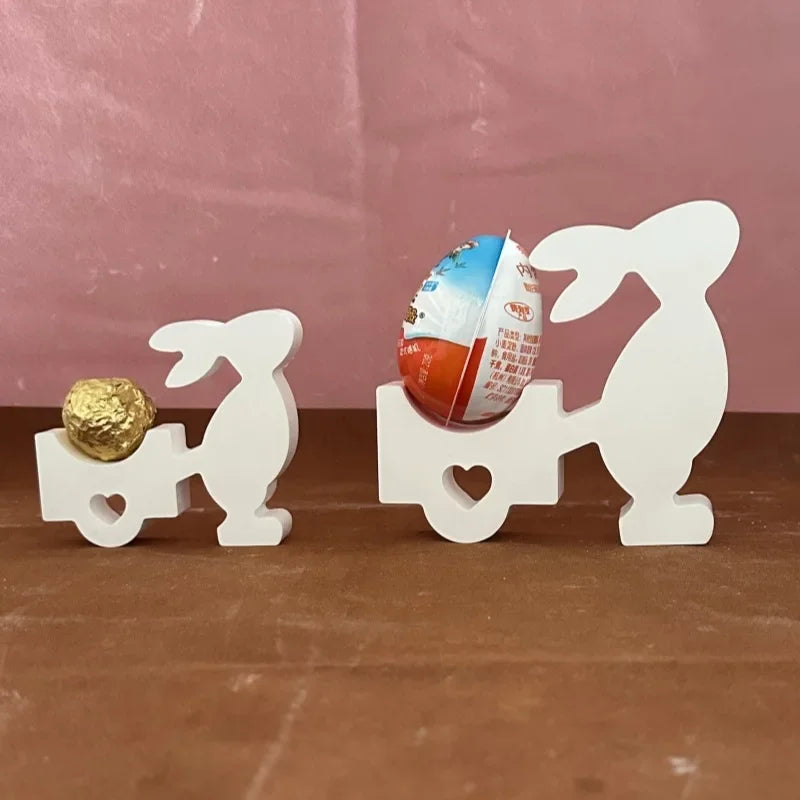 Resin Mold Easter Ornament Gypsum Cement Ornament Mold Silicone Mold for Small and Large Rabbits Pulling Carts