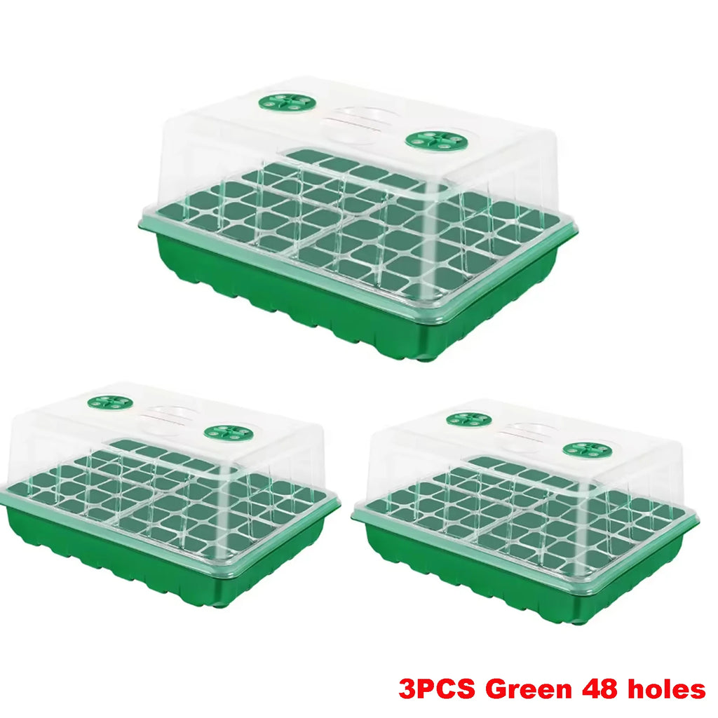 1/3pc Seed Tray 24/48 Holes Seedling Box Flower Pots Sprouting Box Planting Incubator Gardening Plant Pots With Transparent Lid