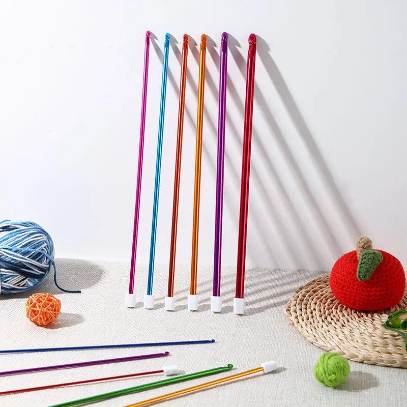 Hot 11Pcs Tunisian/Afghan Crochet Hook Knit Needles Multicolour Aluminum Crochet Hook Sets Sewing DIY Tools Kit 2.0-8.0MM