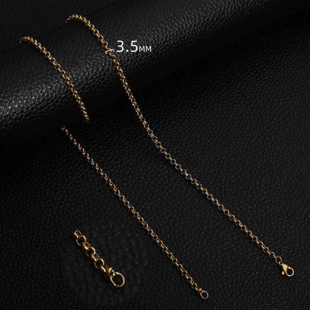 HIYEE Simple Fashion 2-5MM Wide Square BEADS NK Round Chain Necklaces for Men Women Stainless Steel Jewelry 45-70CM Length