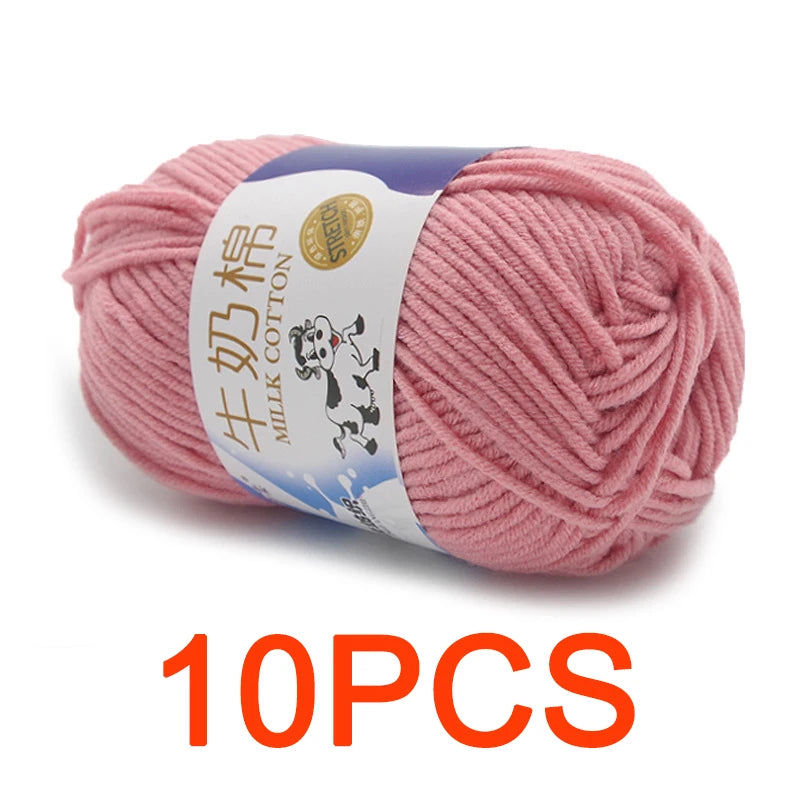10 Pieces Milk Cotton Knitting Yarn Soft Warm Yarn for Hand Knitting and Crochet Projects