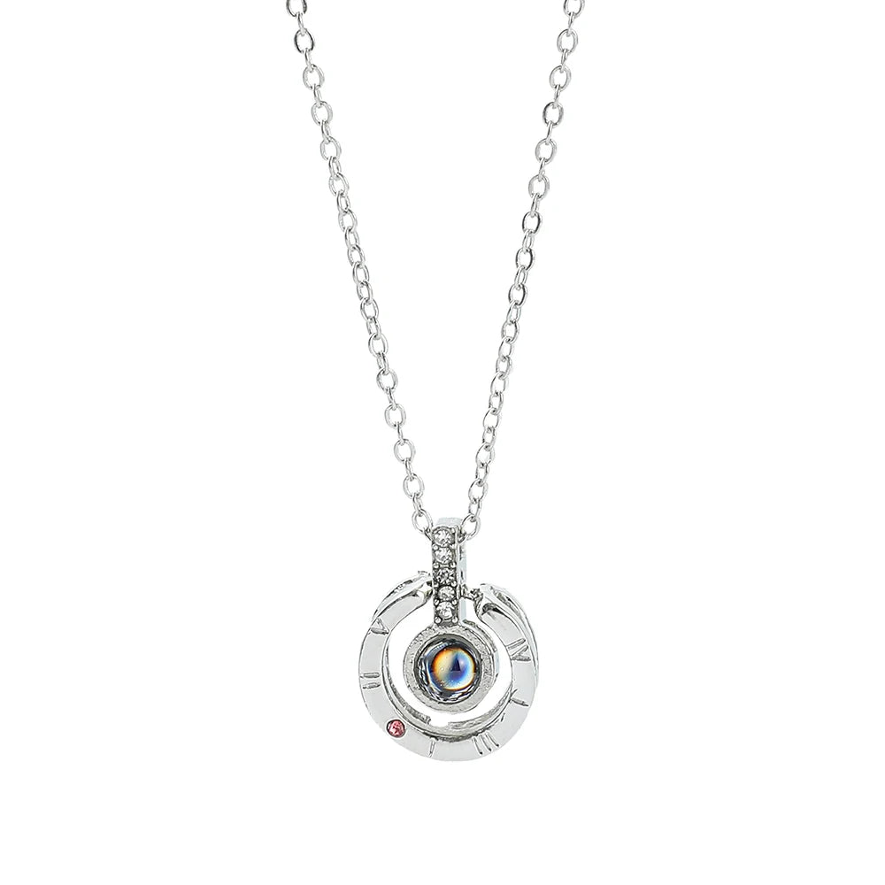 100 Languages I Love You Necklaces Love Memory Projection Necklaces Female Fashion Alloy Pendant Jewelry Gifts