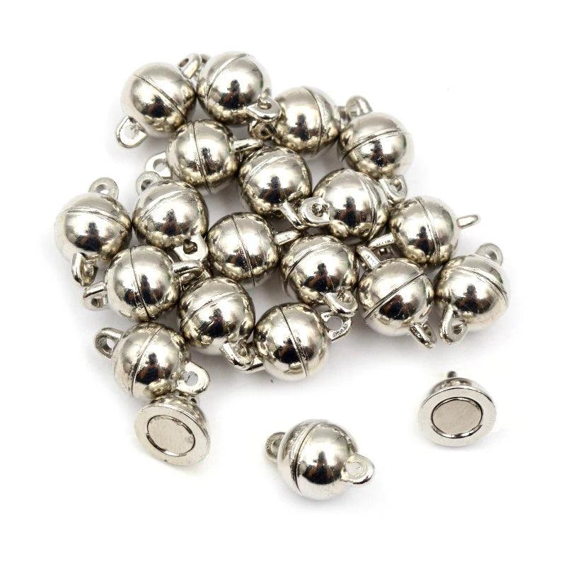 5 Sets  Love Heart Round Shaped Magnetic Connected Clasps Beads Charms End Caps for DIY Couple Bracelet Necklace Making