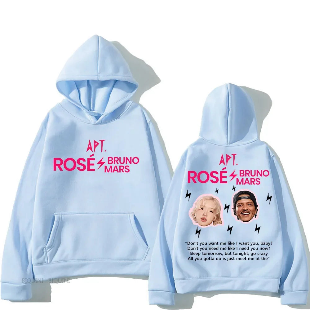 ROSÉ & Bruno Mars APT Hooded Sweatwear Couple Fleece Hooded Sweatshirt Funko Pop Hip Hop Clothes Moletom Fashion Punk Pullovers
