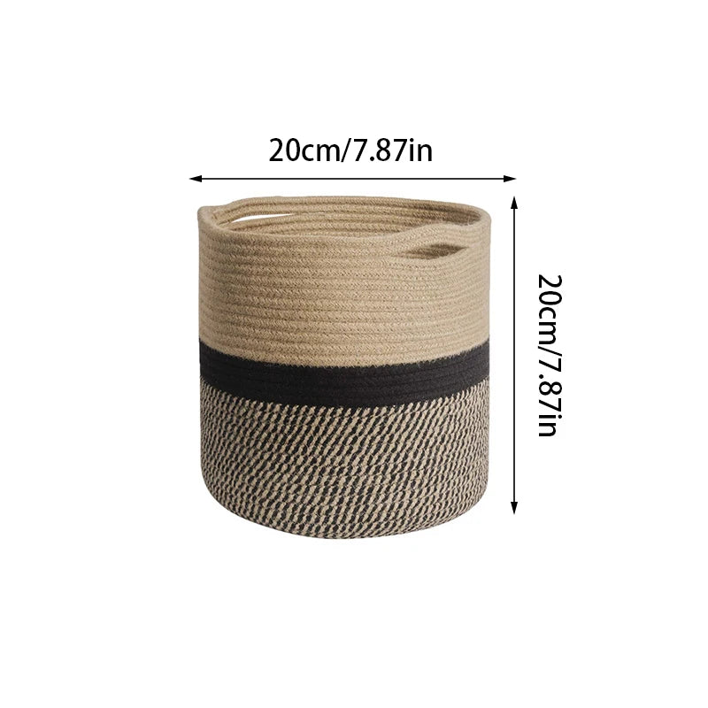 Cotton Rope Plant Basket Large Capacity Hand-Woven Flower Pot Holder Indoor Planter Storage Basket For Store Plants Toys Clothes