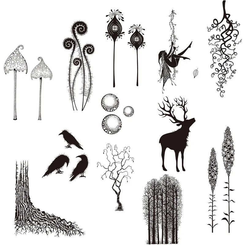 Fairy Forest Elf Plant Animals Clear Stamps Silicone Seal for DIY Scrapbooking Paper Photo Album Decorative Template Crafts