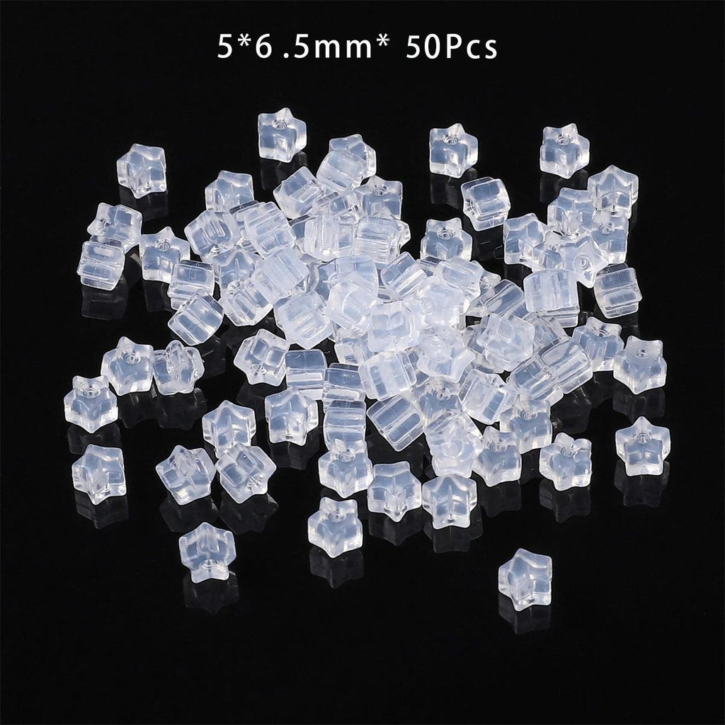 About50-200Pcs Transparent Bullet Five Pointed Star Burger Ear Plug Ear Plug Anti Allergic Plastic Silicone Ear Plug DIY Handmad