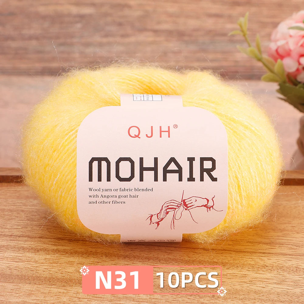 Soft Mohair Crochet Yarn Set 10 Pcs For DIY Knitting