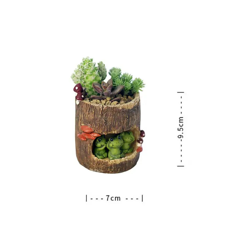1pc Creative Cartoon Flowerpot Succulent Planter Lovely Green Plants Planter Flower Pot with Hole Home Garden Decoration Gift
