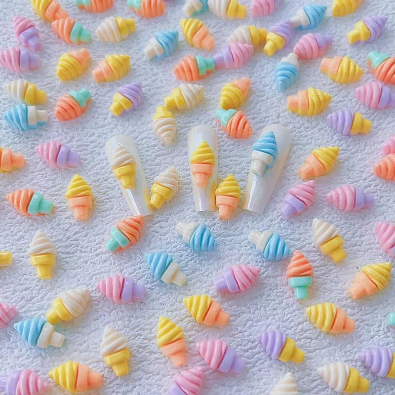 50Pcs 8*13mm  Summer Fresh Smooth Solid Sweet cone Flatback Scrapbook Wedding Applique Home Nail Crafts