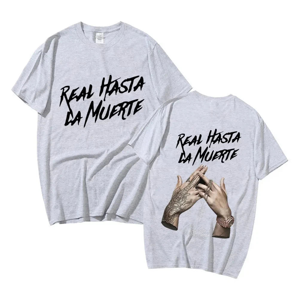 Limited Edition Anuel Aa Real Hasta La Muerte Graphic Oversized Tee for Men and Women Cotton Hip Hop Short Sleeve T Shirt
