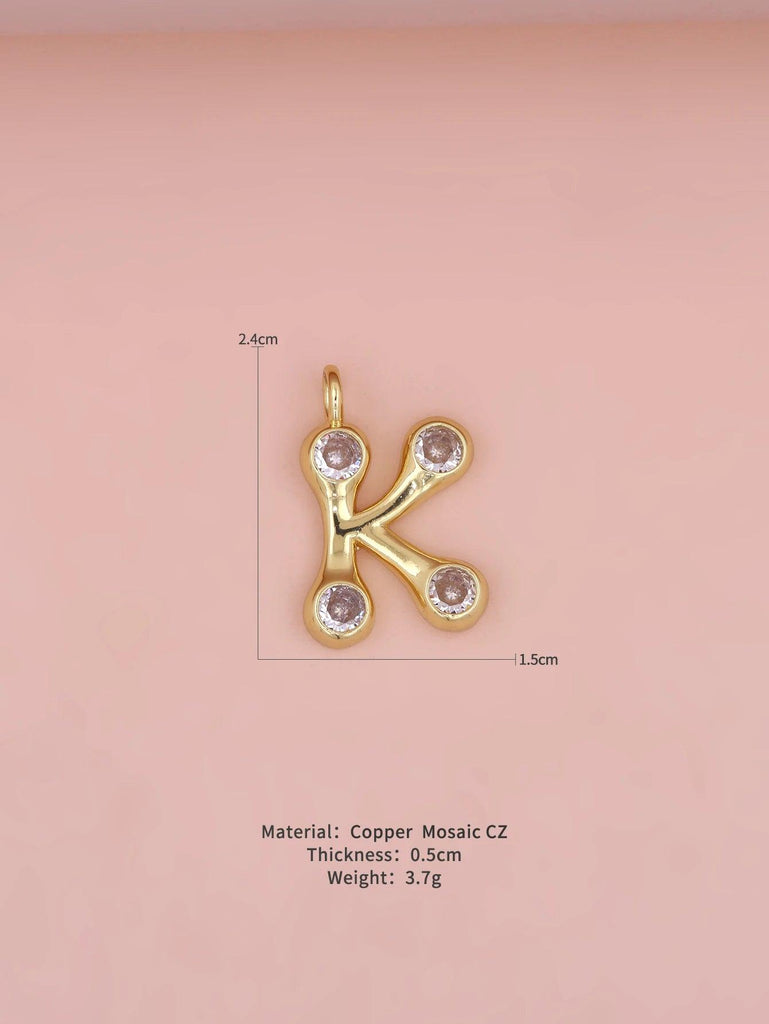 New Simple Versatile Round Zircon Plated Gold Copper 26 English Letters A-Z Pendant Men Women Necklaces Jewelry Making