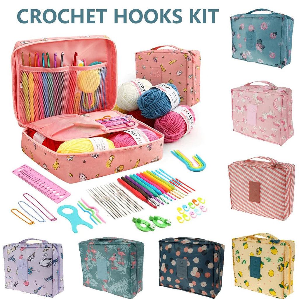 59Pcs Crochet Kit Beginner Knitting Starter DIY Knitting Yarn With Tote Bag Ergonomic Crochet Tool for Beginners Adult Gifts