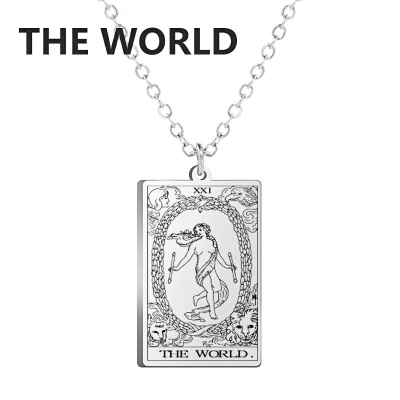 Stainless steel Cassic Tarot Pendant Necklace Major Cigano fortune Telling Necklace Star/Moon/Death Symbol Pendant Accessory
