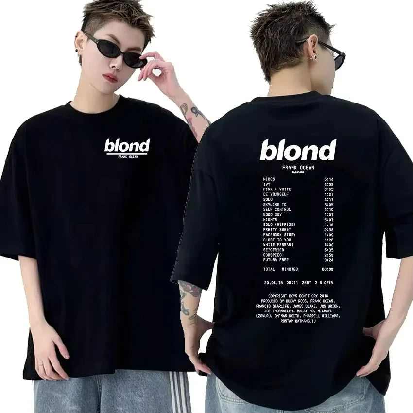 Rapper Frank Retro Graphic T Shirt Men's Hip Hop Ocean Album Oversized Cotton T-Shirt Unisex Y2K Blond Fashion
