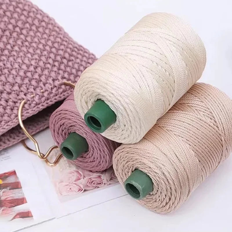 3mm Summer Crochet Yarn Ice Rope Thread for Hand Knitting Bag Hat Shoes Woven DIY Hook Cushion Silk Medium Thick  About 200 M