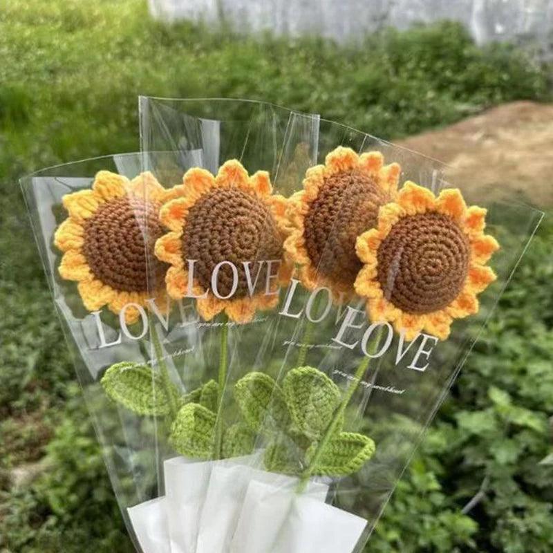 1/3Pc Sunflower Hand Woven Bouquet Creative Wool Knitting Flower Sunflower Decorations Teachers Day Mother S Day Birthday Gift