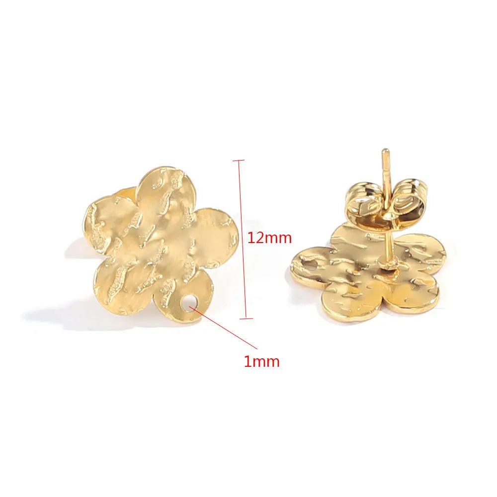 10pcs Stainless Steel Earring Posts with Loop Hole Star Moon Pattern Ear Studs Base for DIY Earring Jewelry Making Supplies