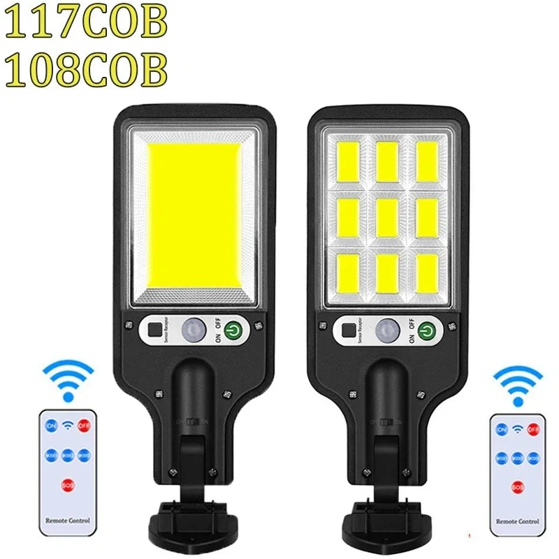 Powerful COB Sensor Street Lamp Outdoor Waterproof Security Solar Lamps for Garden Patio Path Remote Control Light Plant