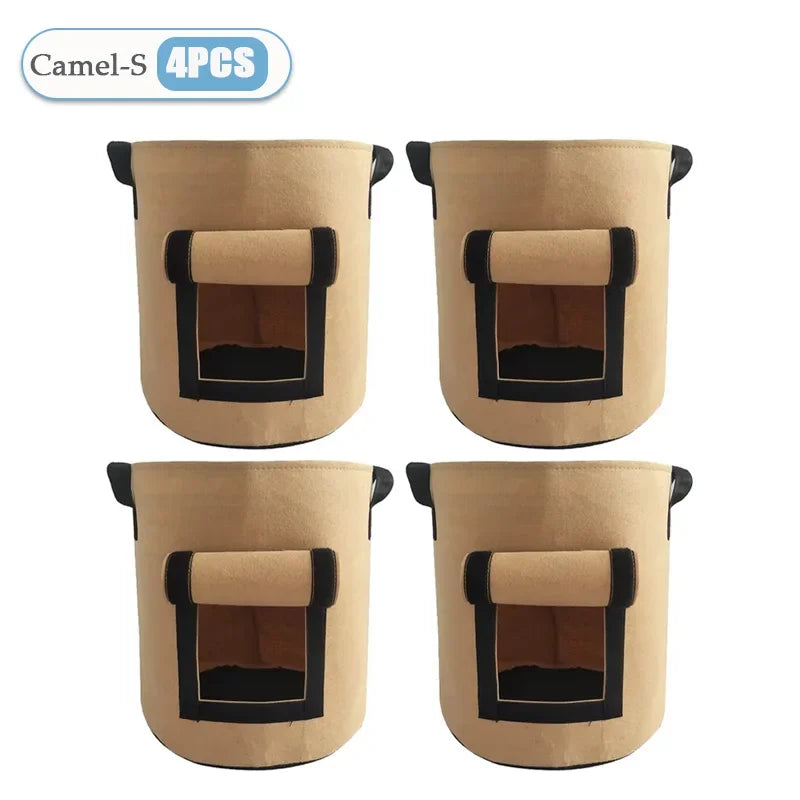 1-8PCS 5/10Gallon Felt Potato Planting Bag Large Diameter Vegetable Plant Seedling Bag Non-Woven Garden Potato Growing Bucket