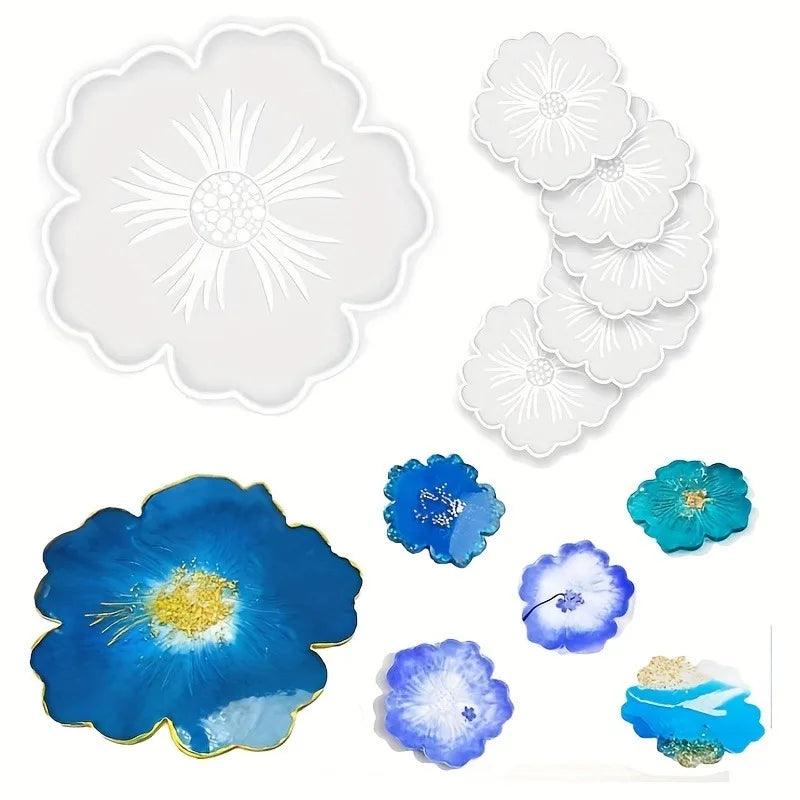 DIY Sakura Shaped Resin Mold - Customizable Geode Coaster & Serving Board, Artistic Silicone Platter for Home Decor
