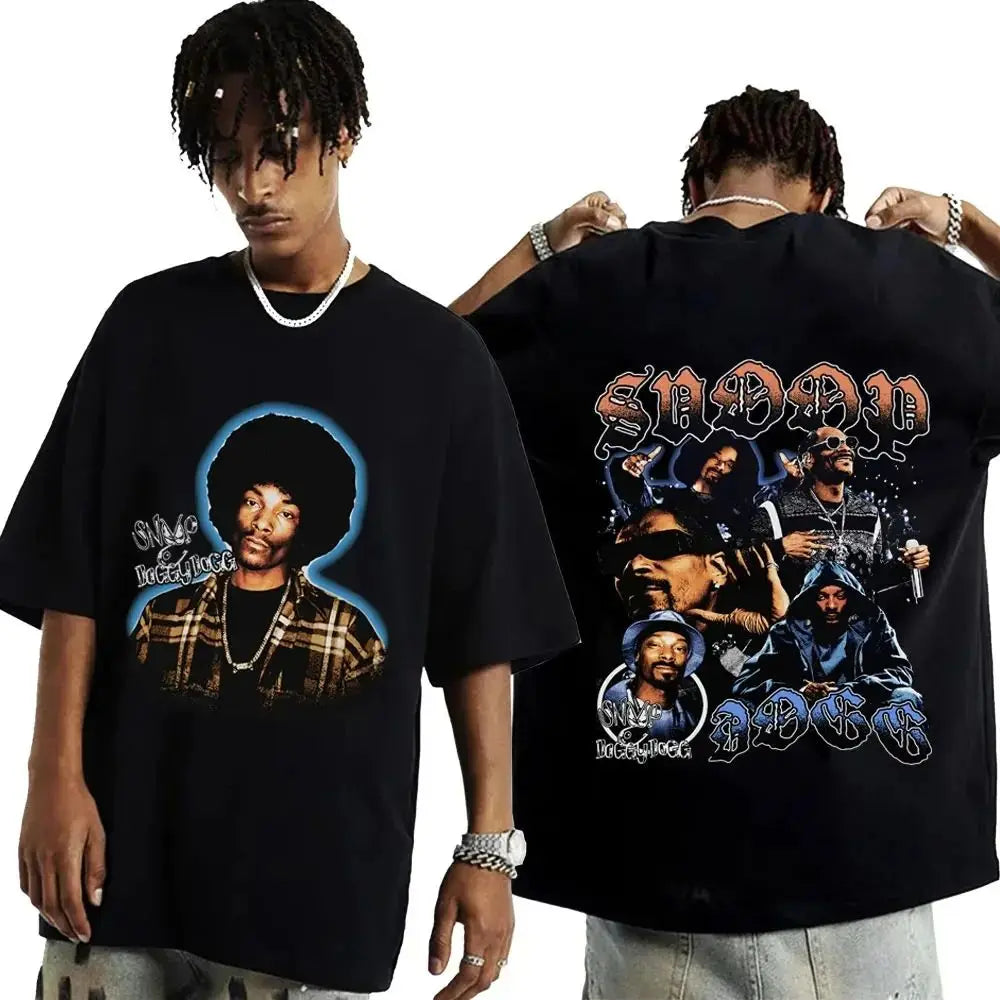 Funny Snoop Dogg Graphic Summer Fashion Cotton T-Shirt for Women Y2K Loose Crew Hip Hop Style