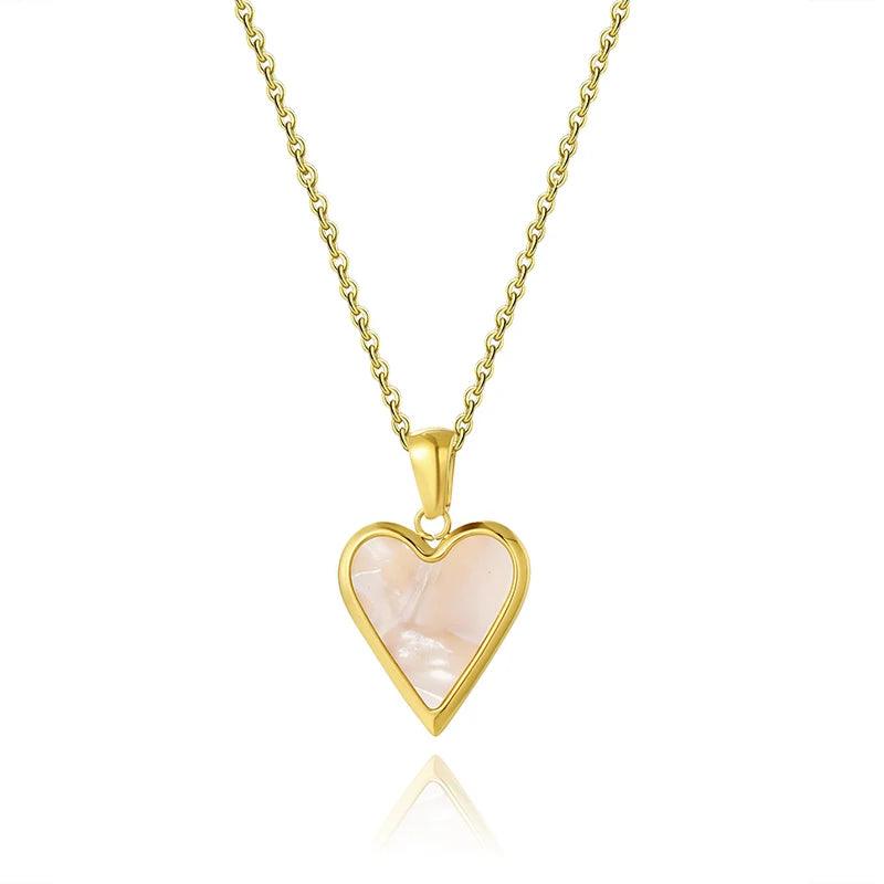 WILD & FREE Trendy Stainless Steel Heart Pendant Necklaces for Women Classic Simple Gold Plated Waterproof Jewelry Gifts