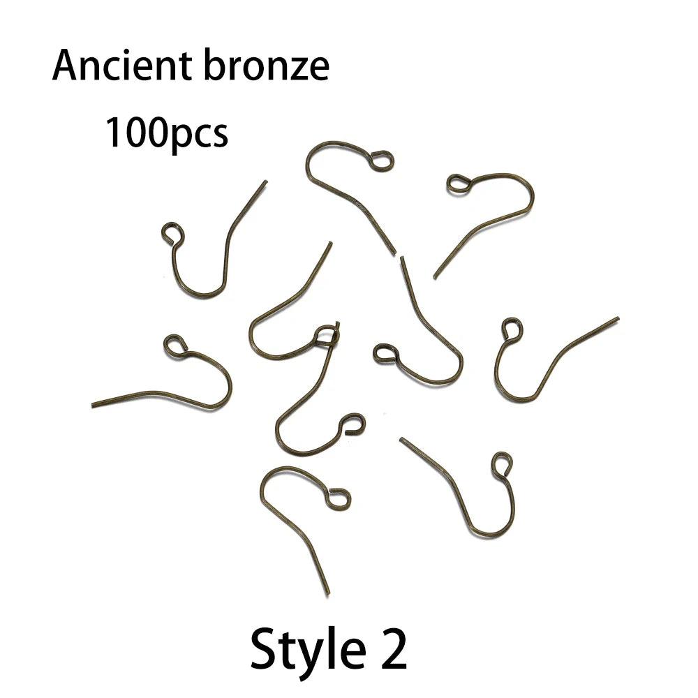 20-100pcs French Earrings Clasps Hooks Fittings DIY Jewelry Making Iron Hook Earwire Earring Findings Supplies