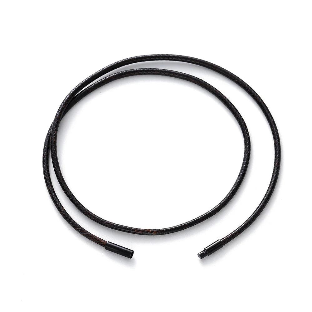 45/50/60cm Black Brown Braid Wax Cord DIY Pendant Necklace Jewelry Making Handmade Leather Rope Steel Clasp String Chain
