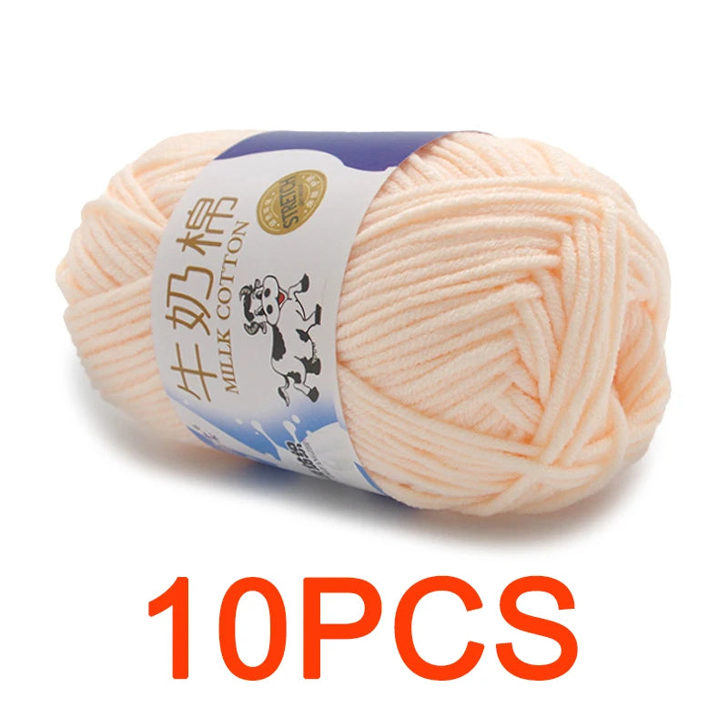 10 Pieces Milk Cotton Knitting Yarn Soft Warm Yarn for Hand Knitting and Crochet Projects