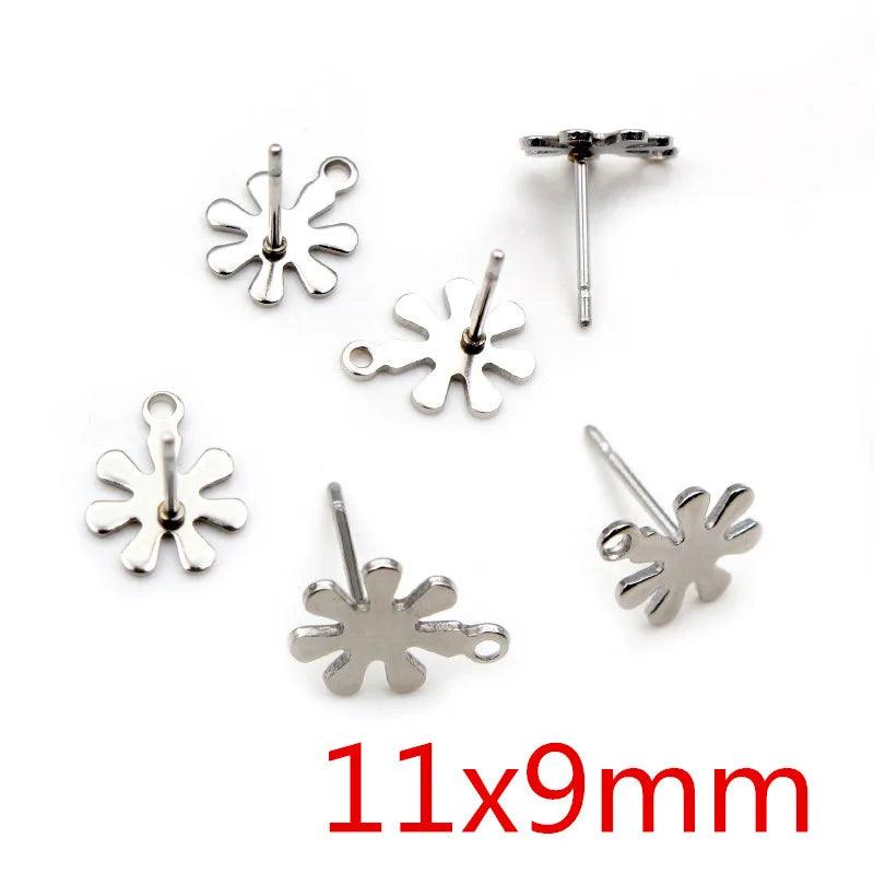 20pcs 316 Stainless Steel Geometric Polygonal Earring Stud Hooks Posts Connector For DIY Jewelry Making Supplies