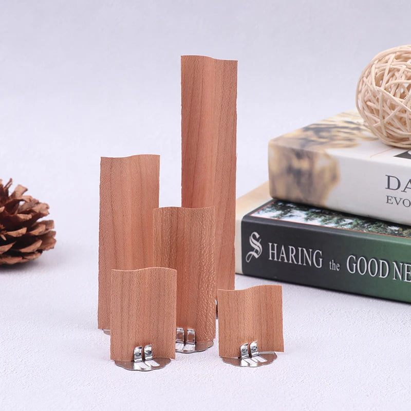 10Pcs Wooden Wick Candle Works Core Sustainers Wooden Candle Wax Wick DIY Candle Soy Wax Aromatherapy With Chip Wick Holder