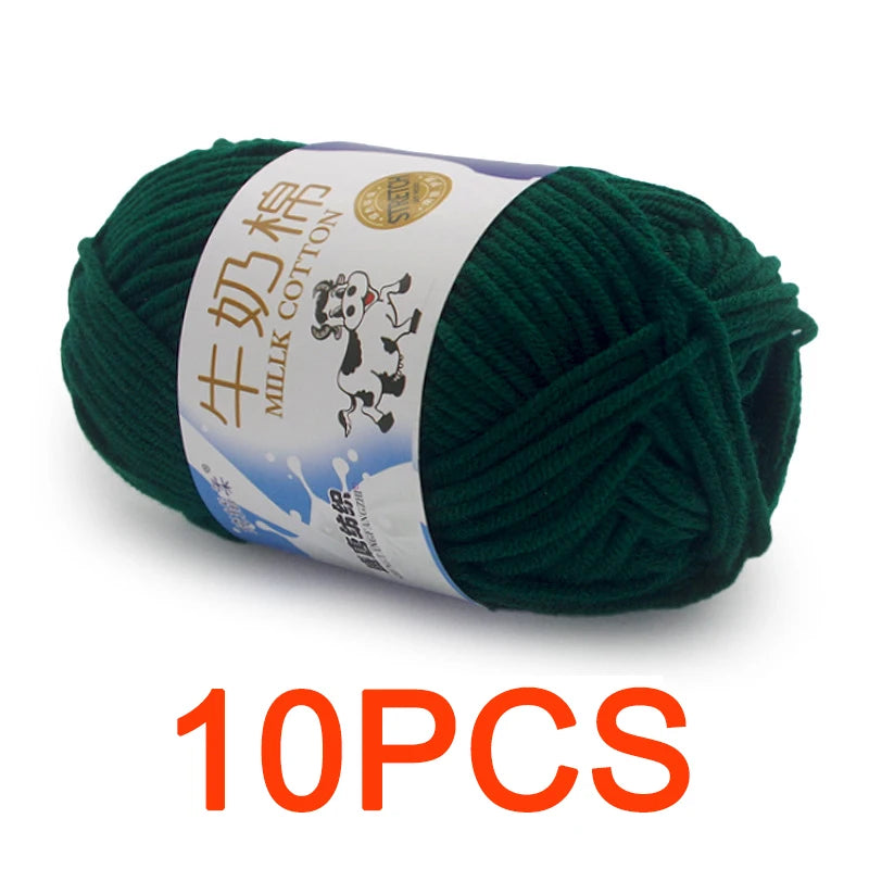 10 Pieces Milk Cotton Knitting Yarn Soft Warm Yarn for Hand Knitting and Crochet Projects