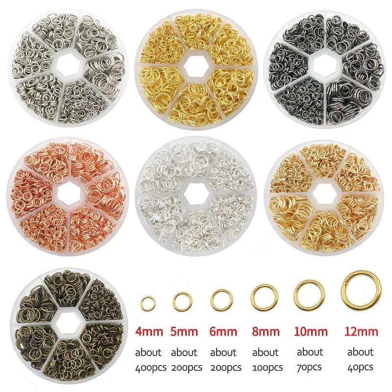 About 1000Pcs 6 Different Sizes Open Jump Rings,4mm 5mm 6mm 8mm 10mm 12mm with 1Pc Jump Ring Open/Close Tool for DIY Crafts Gift