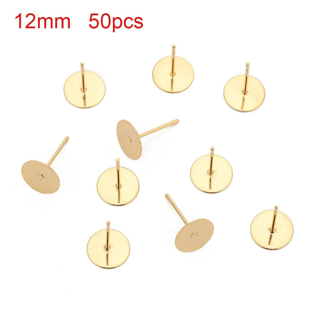 AHKNORMAILCUI 316L Surgical Stainless Steel Earring Post Stud with 3 4 5 6 8mm Glue Pad for DIY Earring Jewelry Components