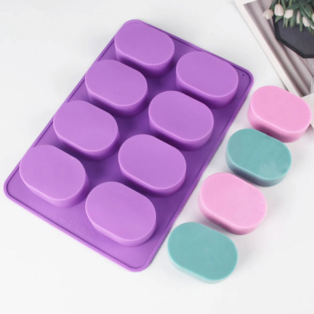 8 Cavity Oval Silicone Soap Mold DIY Round Candle Resin Making Tool Chocolate Cake Baking Mold Party Decor Handmade Soap Gifts