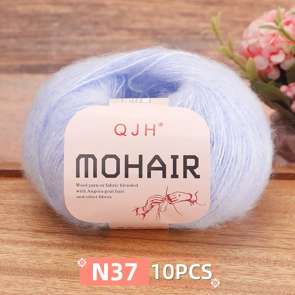 Soft Mohair Crochet Yarn Set 10 Pcs For DIY Knitting
