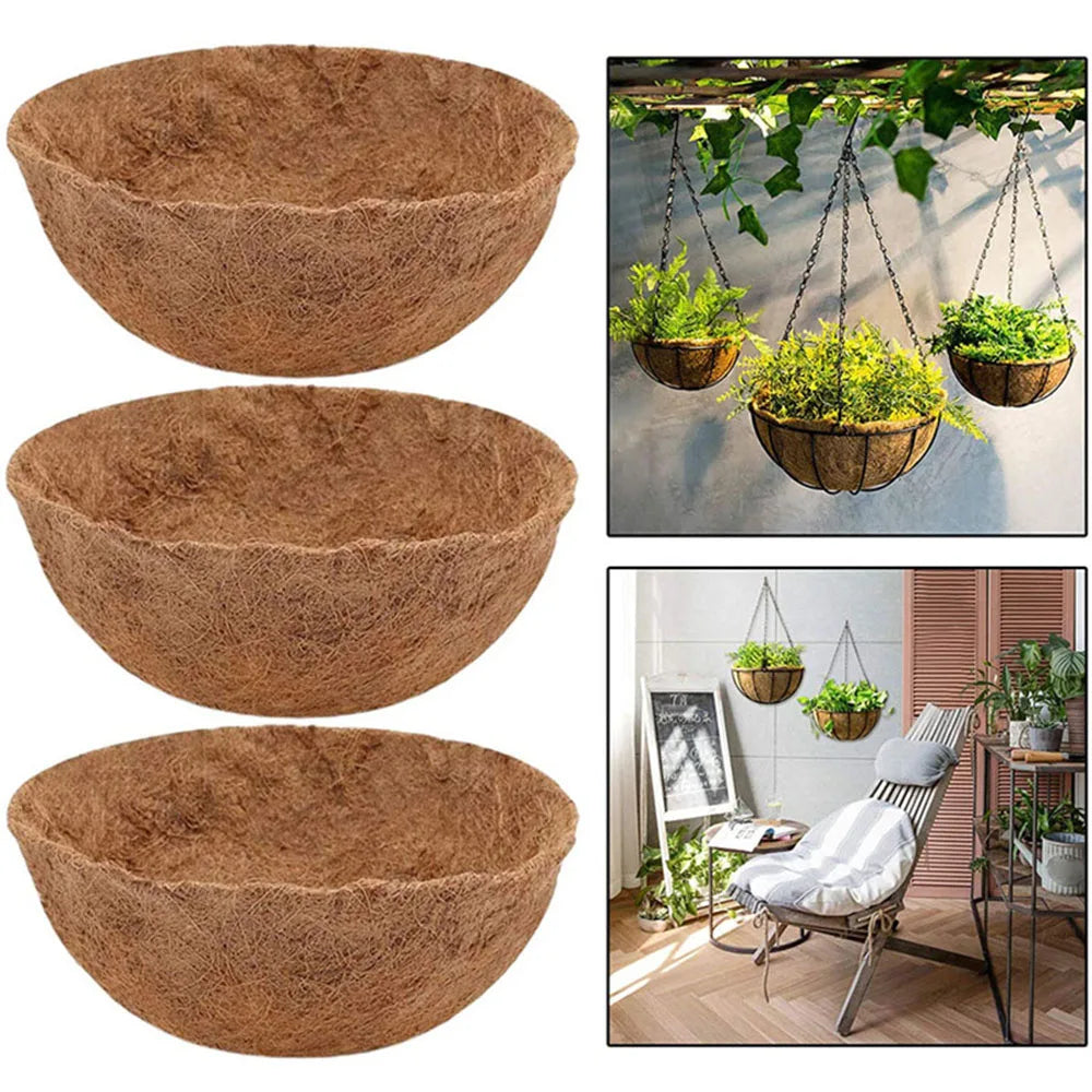 Natural Hanging Basket Liner Wall Decoration Coconut Fiber Liner Multifunctional Waterproof Cuttable for Garden Balcony Supplies