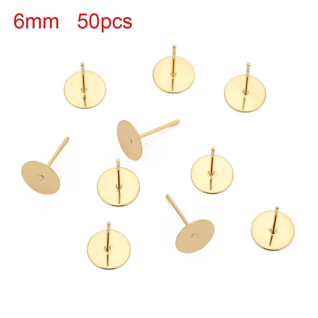 AHKNORMAILCUI 316L Surgical Stainless Steel Earring Post Stud with 3 4 5 6 8mm Glue Pad for DIY Earring Jewelry Components