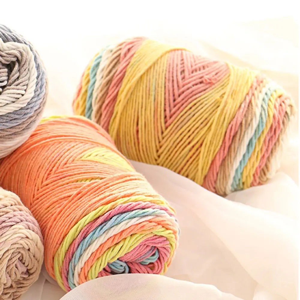 100grams Rainbow Color Hand-woven Cotton Yarn Soft Crochet Thick Yarn For Hand Knitting Warm Sweater Sofa Cushion Scarf DIY