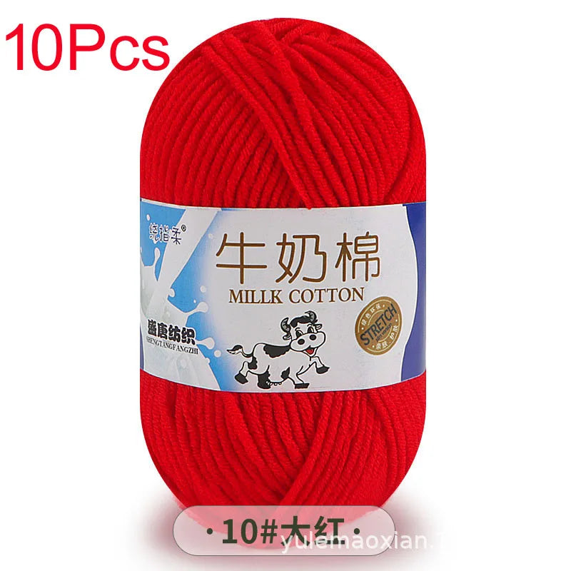 10 Piece Milk Cotton Yarn Knitting Wool for Hand Knitting and Crochet Soft Yarn for Scarves Hats and Sweaters