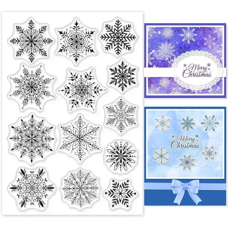 1 Sheet Christmas Clear Stamp Snowflake Silicone Clear Stamp Winter Rubber Stamps 4.3 x 6.3 Inch
