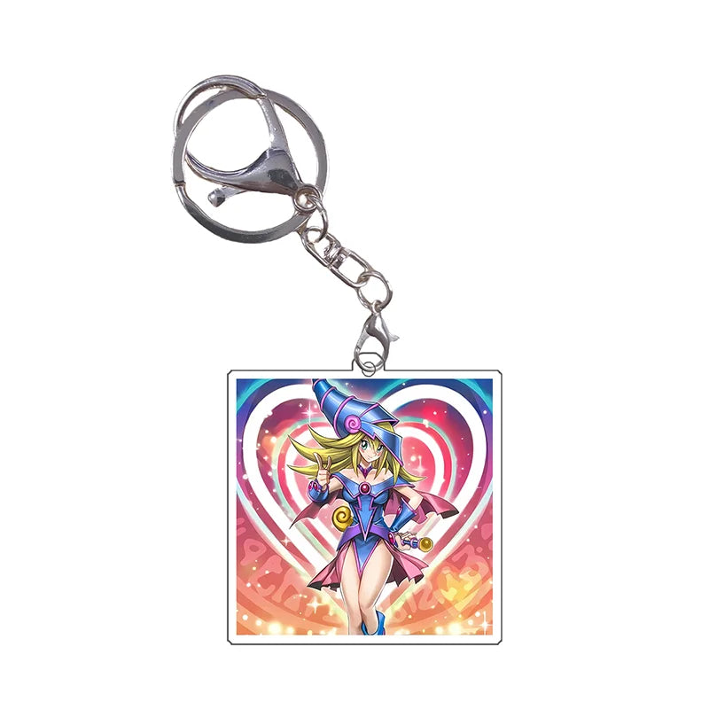 Yugioh Keychain Original Image Black Magician Girl DMG BMG Kuriboh Anime Game Self Made Acrylic Pendant Decoration DIY Toys Gift