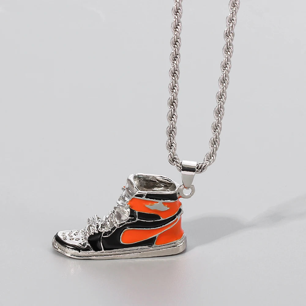 Mini Hip-hop Sneaker Pendant Necklace Cool Collar Fashion Male Street Style Rapper Cute Necklace Christmas Gift For Friend