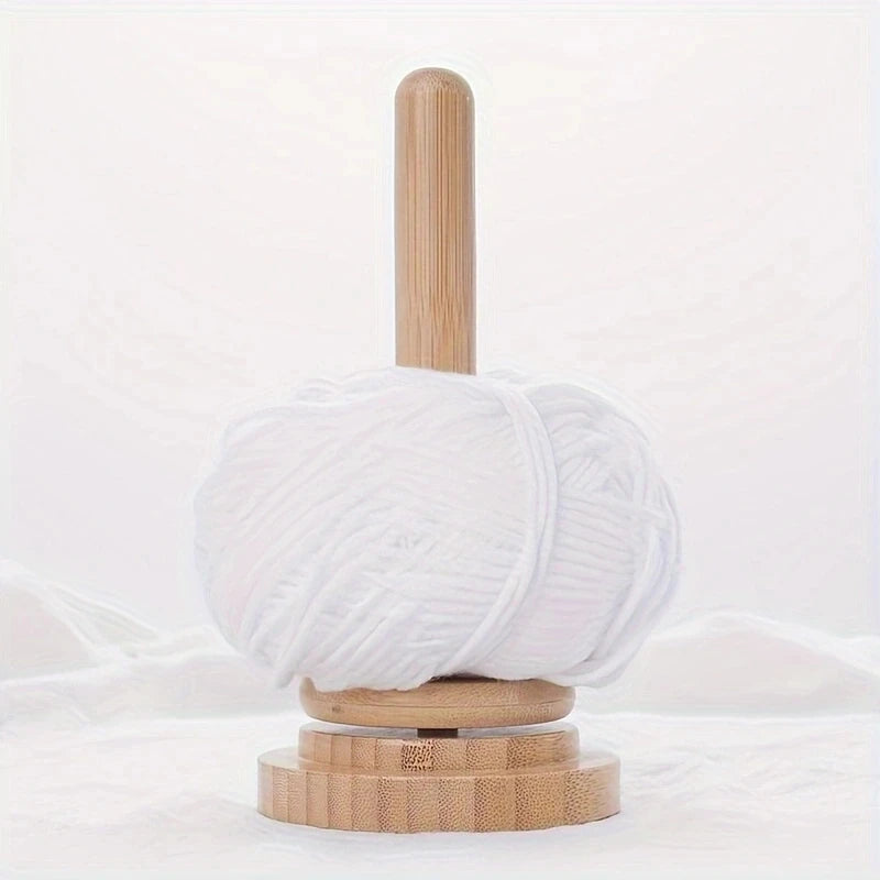 Bamboo And Wood Yarn Stand Yarn Spool Home Braided Yarn Spool Storage Stand Table Top Rotary Ball Wooden Winder