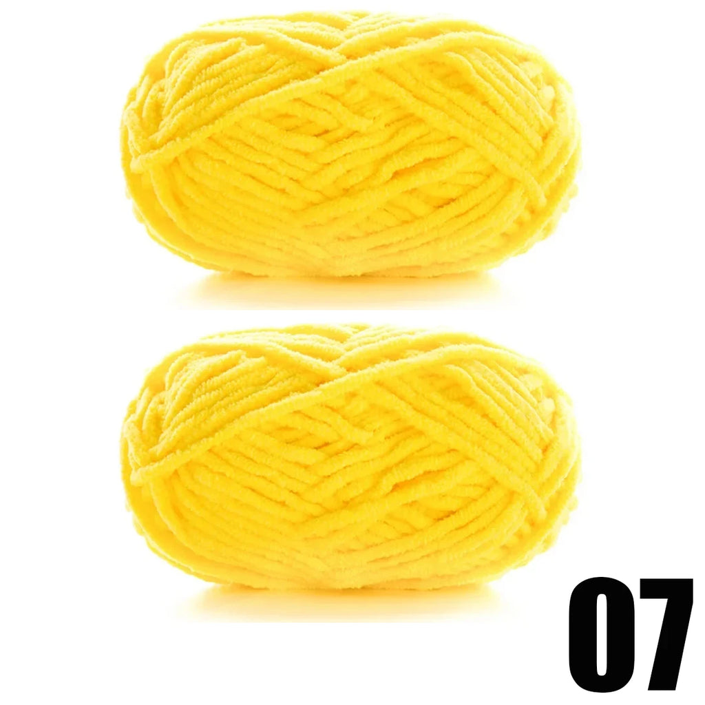 Thick Velvet Yarn 2pcs 50g Soft Chenille Knitting Yarn for DIY Scarves and Hats